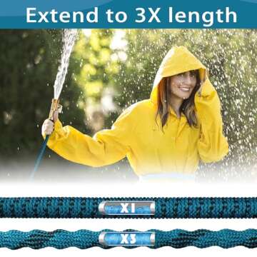 100ft Expandable Garden Hose with 10 Function Spray Nozzle, 2024 New Superior Strength Flexible Hose, 3/4 Brass Connectors- Leakproof Lightweight Water Hoses for Gardening, Washing(Blue Black)