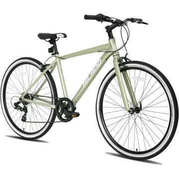 Hiland Mens and Womens Hybrid Bike, Step-Over or Step-Through Frame, 700C Wheels Urban Commuter Bike, Shimano Drivetrain 7 Speeds Road Bicycle for Adult