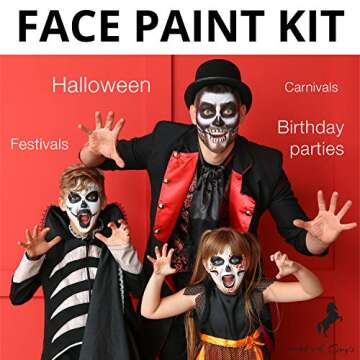 ADIS&GUYS Face Painting Kit for Kids – 20 Colors Water-Based, Non-Toxic Face Paint Set; Includes Glitters, Hair Chalks, Brushes, Stencils, Tattoos, Face Painting Book, Kids Party, Halloween (20)