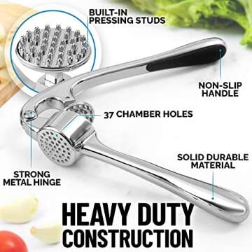 Premium Garlic Press Set - Ergonomic & Easy to Clean