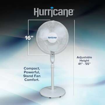 Hurricane Oscillating Pedestal Stand Fan, for Home & Bedroom, 16" Supreme