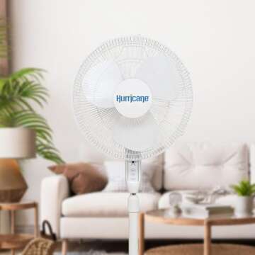 Hurricane Oscillating Pedestal Stand Fan, for Home & Bedroom, 16" Supreme