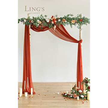 Ling's Moment Fall 9FT Flower Garland for Backdrop Decorations - Wedding Arch Flowers, Eucalyptus & Rose, Artificial Floral Garland for Mantle - Sweetheart Table Decor for Ceremony, Terracotta