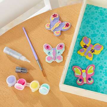 Melissa & Doug Created By Me! Paint & Decorate Your Own Wooden Magnets Craft Kit – Butterflies, Hearts, Flowers - Kids Craft Kits, Great Activity For Rainy Days And Party Favors, Ages 4+