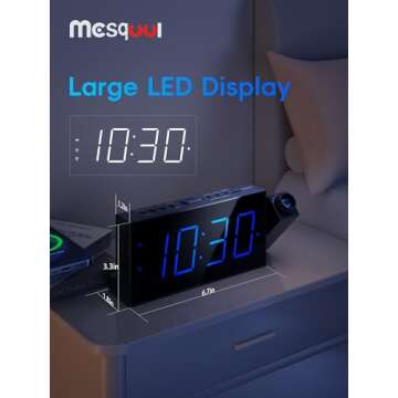 Digital Projection Alarm Clocks for Bedrooms - Large LED Display