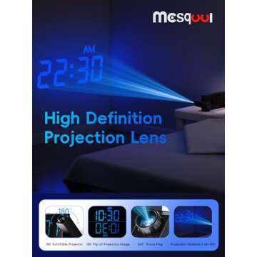 Digital Projection Alarm Clocks for Bedrooms - Large LED Display