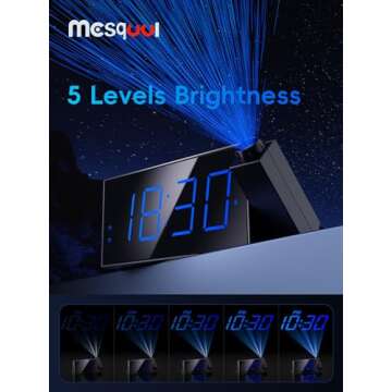 Digital Projection Alarm Clocks for Bedrooms - Large LED Display