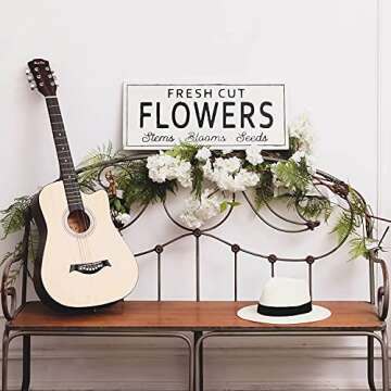 NIKKY HOME Fresh Cut Flowers Sign Vintage Metal Spring Home Decor Hanging Sign for Market Farmhouse Garden Rustic Wall Plaque Decoration Outdoor Indoor Exterior, 24.02 x 0.67 x 10.04 Inches, White