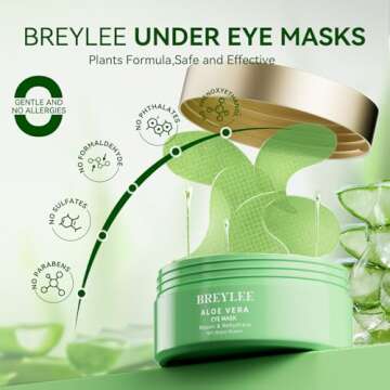 BREYLEE Aloe Vera Eye Masks - 60 Pcs for Dark Circles