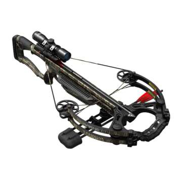 Barnett Whitetail Hunter Crossbow, with 4x32mm Multi-Reticle Scope, 2 Arrows, Lightweight Quiver, STR without Crank Device