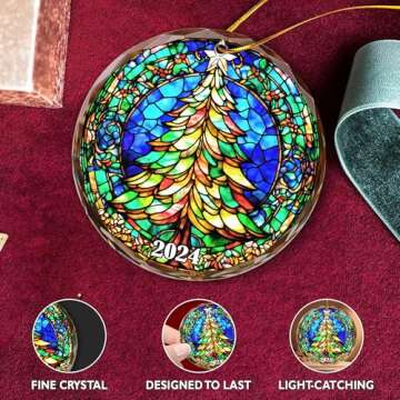 2024 Christmas Ornaments for Tree - Dated Crystal Stained Glass Decor