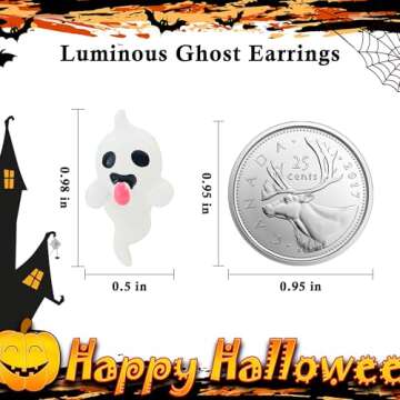 DAYANEY Ghost Earrings for Women Halloween Earrings Studs as Cute Halloween Gifts for Girls White Horror Earrings Adopt A Ghost Drop Earrings Halloween Accessories Spooky Boo Basket Stuffers