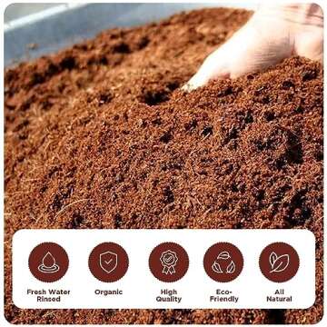 Premium Coco Coir Brick - 10LBS / 4.5KG - Makes 18-20 Gallons - OMRI Listed - Eco-Friendly - Low EC Triple-Washed - Compressed Growing Medium - Potting Soil Substrate for Gardens, Seeds and Plants