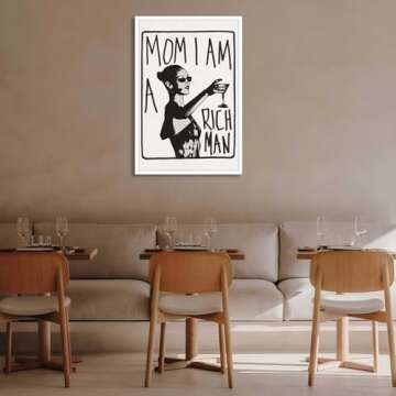 Liyark Mom I Am A Rich Man Aesthetic Retro Music Goblet Poster Feminist canvas Wall Art Vintage Bar Cart Wall Decor Preppy Dorm Decor Unique Wall Art prints painting 12x16in Unframed