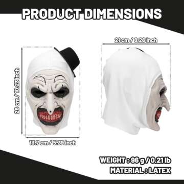 Hcirjhie Halloween Masks, Horror Masks, joker mask，Halloween Horror role-Playing, fun Horror Latex Masks, fun Horror Mask Toys, scary clown mask，Perfect for Halloween Disguise Parties