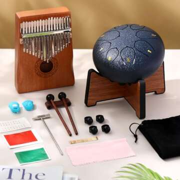 Resholder Musical Instruments Set: Rain Drum & Kalimba for All Skill Levels