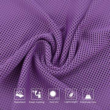 TANCANO Cooling Towel for Sports, Workout, Golf, Yoga, Swimming, Fitness, Gym, Pilates, Travel, Camping 40"x12" Sweat Towel- Purple