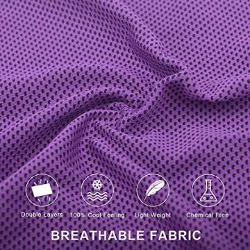 TANCANO Cooling Towel for Sports, Workout, Golf, Yoga, Swimming, Fitness, Gym, Pilates, Travel, Camping 40"x12" Sweat Towel- Purple