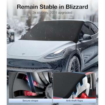 2024 Upgrade Car Windshield Snow Cover for Ice & Snow - 600D Heavy-Duty Magnetic Windshield Protector, All-Season Frost Guard, Fits Sedans & Small to Mid-Size SUVs, Ideal Winter Gift for Men & Women