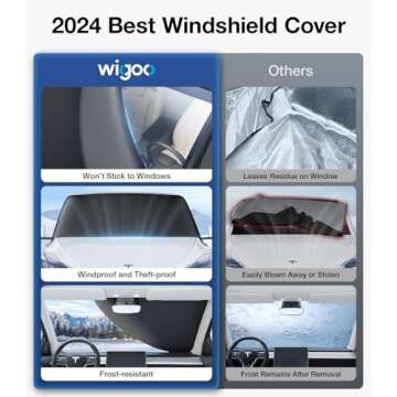 2024 Upgrade Car Windshield Snow Cover for Ice & Snow - 600D Heavy-Duty Magnetic Windshield Protector, All-Season Frost Guard, Fits Sedans & Small to Mid-Size SUVs, Ideal Winter Gift for Men & Women