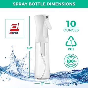 Alpree Hair Spray Bottle Continuous Water Mister Spray Empty Ultra Fine for Hair Styling, Pets, Plants, Cleaning, Misting & Skin Care, Salons, for Taming Hair in Morning, Curly Hair, Essential Oil