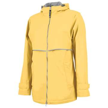 Charles River Apparel New Englander Wind & Waterproof Rain Jacket, Buttercup/Reflective, L