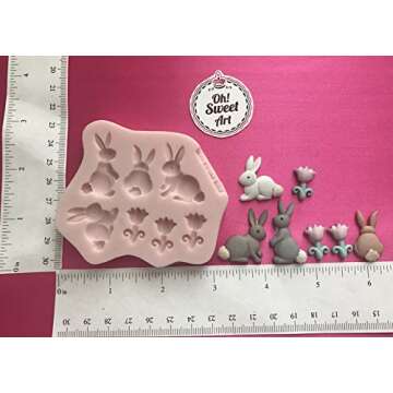 Easter Bunny eggs Rabbits Bunnies II Silicone Mold (Measurements Second Picture/No Returns) Silicone Mold By Oh! Sweet Art