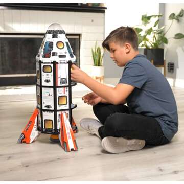 GUJO Adventure Mars Mission Rocket, Kids STEM Building Toys Set (2.5 ft. Tall) Space Toy Rocket Ship - STEM Learning Toy for Boys & Girls Ages 7-11+ Great Gift for Kids (240+ Pieces)