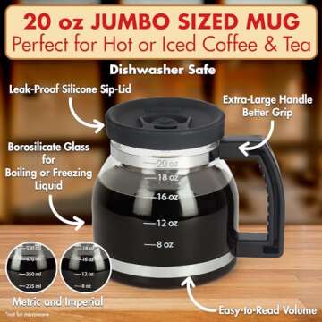 Funwares Unique Coffee Mug, Perfect Gag Gift, Funny Cool Big Coffee Mug for Men and Women! Original 20 ounce Cupa Joe Jumbo Mug Spill-Proof Travel Lid