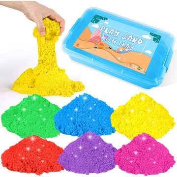 AtMini Play Sand for Kids - 11lbs of Colorful Magic Sandbox Sensory Fun