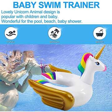 iGeeKid Unicorn Pool Float for Kids Inflatable Pool Floaties Unicorn Swimming Ring Ride On Party Pool Water Toys for Age 3-8 Years Kids Girls Boys Toddlers Summer Beach Swim Floats