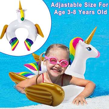 iGeeKid Unicorn Pool Float for Kids Inflatable Pool Floaties Unicorn Swimming Ring Ride On Party Pool Water Toys for Age 3-8 Years Kids Girls Boys Toddlers Summer Beach Swim Floats