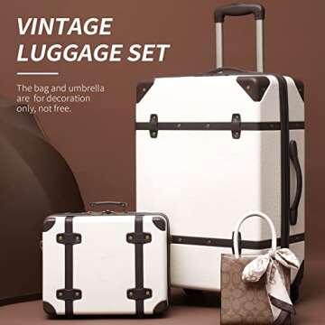 universal trotter Vintage Trunk Luggage Set with Brown Trim, Lightweight and Durable Hard Shell Suitcase Set with Double Spinner Wheels, TSA Lock