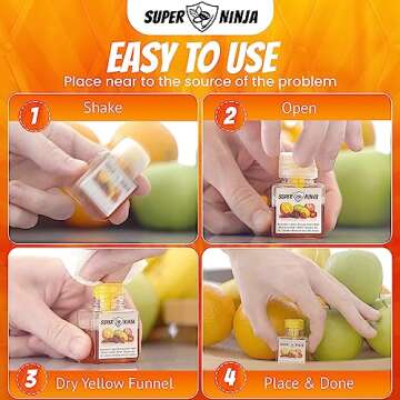 Super Ninja Fruit Fly Trap Indoor - 4 Traps - Fruit Fly Trap for Kitchen and Indoor Use - Fruit Fly Trap - Up to 3 Weeks