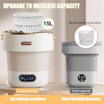 Portable Washing Machine,Mini Washer 15L Upgraded With Spin Basket,Small Clothes Folding Washing Machine Of Underwear, Baby And Small Clothes,Suitable For Home Apartments Dormitories, Hotels Beige