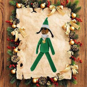 tebazoew Christmas Plush Doll, Christmas Elf Plush Doll, Christmas Elf Doll Ornaments, Handmade Elf Doll Hip Hop Doll, Hip Hop Doll for Christmas Party Holiday Home Festival Decoration(Green)