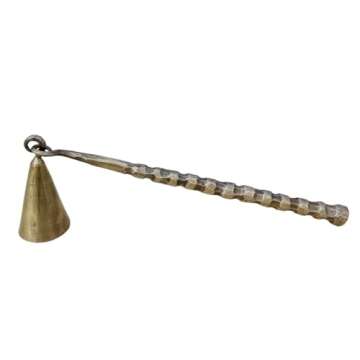 Living Ideas Hand Forged Metal Candle Snuffer - Wrought Iron Handmade Candle Extinguisher with Classic Look & Antique Gold Finish