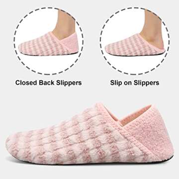 Fires Womens Mens Slippers with Rubber Sole Soft-Lightweight House Slipper Socks Around House Shoes Non Slip Indoor/Outdoor, Pinkstripe, 8-9 Women/6.5-7.5 Men