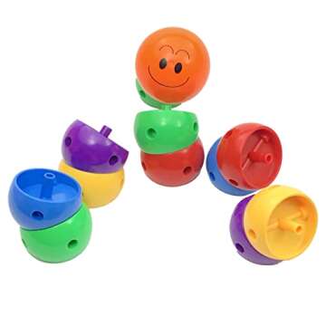 Skoolzy Rainbow Caterpillar Building Toy - Build Fine Motor Skills Color Sorting ADHD Anxiety Fidget Learning Toys to Relieve Stress for Toddlers Kids & Adults Gift for Children, Boy & Girl