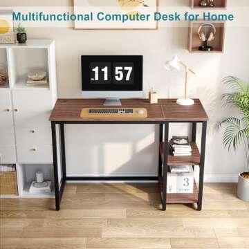 SINPAID Computer Desk 40 inch with 2 Shelves, Sturdy Home Office Desk with Large Storage Space