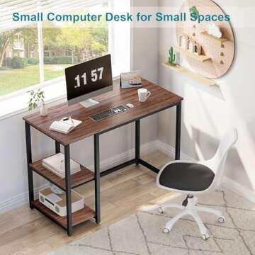 SINPAID Computer Desk 40 inch with 2 Shelves, Sturdy Home Office Desk with Large Storage Space