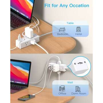 Compact Surge Protector with 6 Outlets & USB Ports