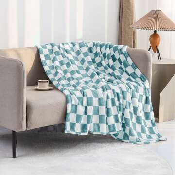 LOMAO Flannel Throw Blanket - Cozy & Warm Light Blue