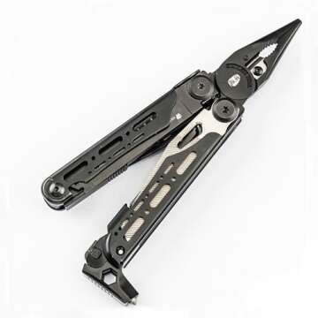 HX OUTDOORS 19 In 1 Multi Tool with Nylon Sheath, Stainless Steel Pocket Multitool Pliers with Fire Starter and Glass Breaker, Foldable EDC Camping Survival Tools for Men (Black)