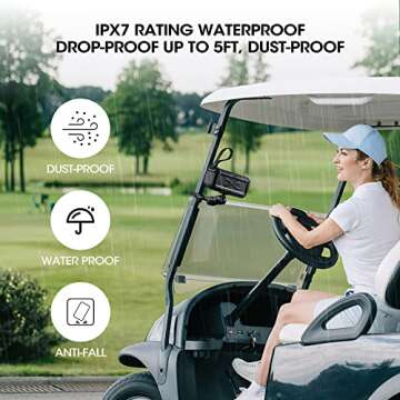 Roykaw Golf Bluetooth Speaker with Mount, Loud Stereo Sound, IPX7 Waterproof, Shockproof & Dustproof, Portable Wireless Speaker Compatible with EZGO/Club Car/Yamaha Golf Cart Accessories