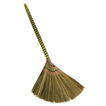 Caravelle Choi Bong Co Vietnam Hand Made Straw Soft Broom with Colored Handle 12" Head Width, 40" Overall Length -1pc