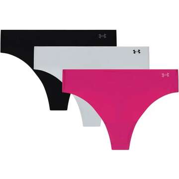 Under Armour Women's 3-pack Pure Stretch No Show Thong Underwear, All-day Comfort & Ultra-soft Fit