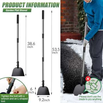 Walensee Flat Shovel,Snow Shovel, Ice Scraper, 54 inch Snow Ice Chopper for Walkway, Ice Removal Tool for Road Outdoor Garden Cleaning Scraper, Weed Remove Tool for Lawn Edging, Driveway Weeding Tool