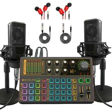 sktome K300 Sound Effects Board, Podcast Equipment Bundle for 2, Voice Changer Podcast Microphone Bundle - Multiple Sound Effects, Perfect for Podcasting, Recording, Singing, Streaming and Gaming