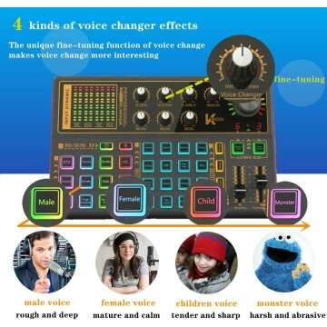 sktome K300 Sound Effects Board, Podcast Equipment Bundle for 2, Voice Changer Podcast Microphone Bundle - Multiple Sound Effects, Perfect for Podcasting, Recording, Singing, Streaming and Gaming